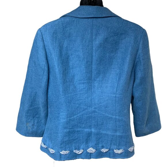 Boden‎ Azrue Linen Blend Peter Pan Collar Cropped Blazer - Picture 8 of 12